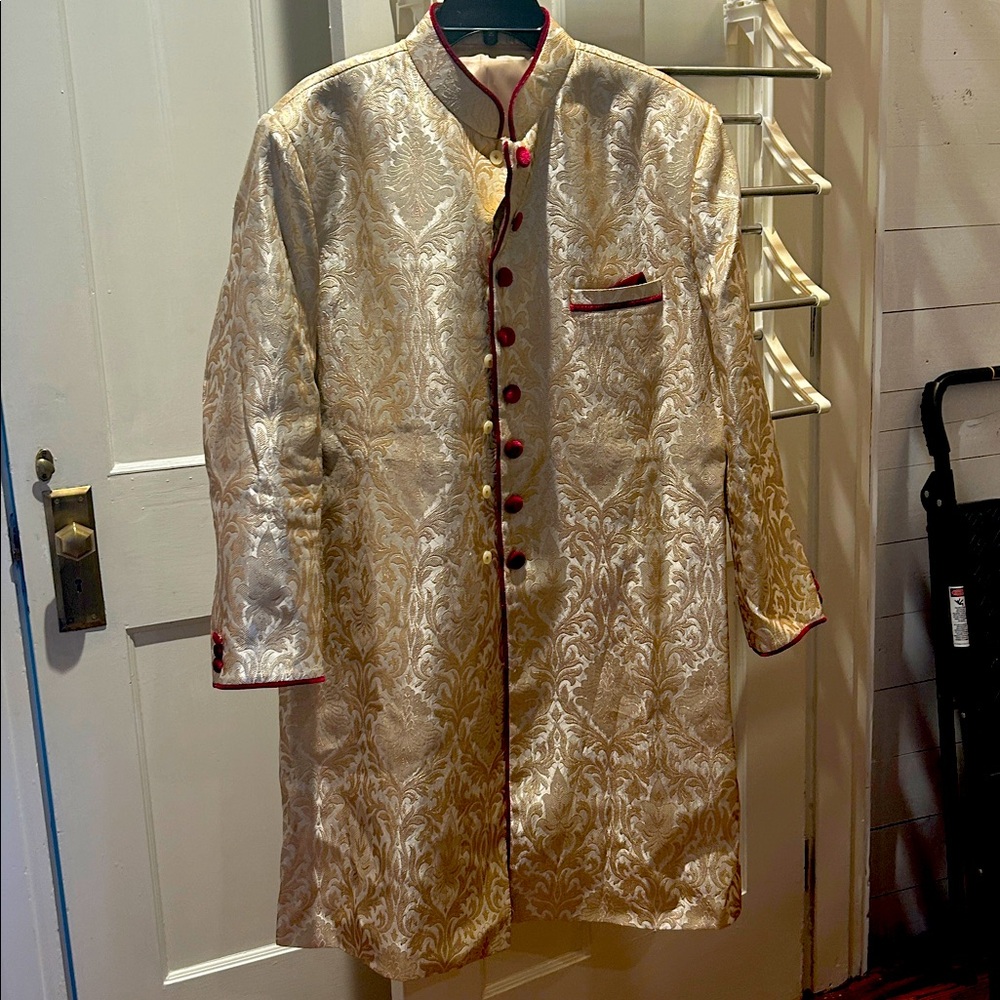 Wedding Sherwani Mens For Indian Pakistani Wedding Dormeuil England Lining Gold